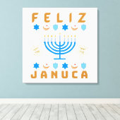Januca, Feliz Januca, Menorah, Masada, Janucia Canvas Afdruk (Insitu (Houten vloer))