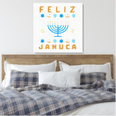 Januca, Feliz Januca, Menorah, Masada, Janucia Canvas Afdruk (Insitu (Slaapkamer))