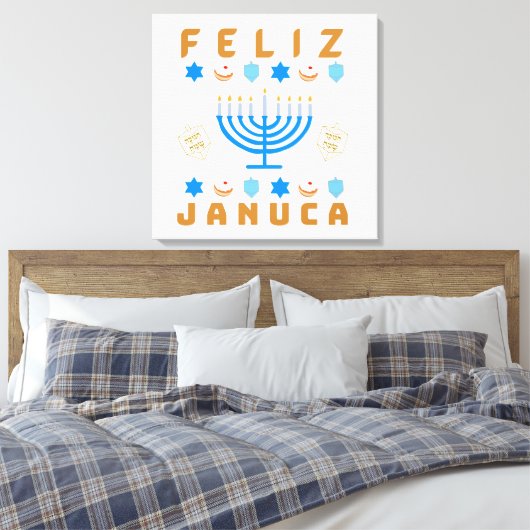 Januca, Feliz Januca, Menorah, Masada, Janucia Canvas Afdruk (Insitu (Slaapkamer))