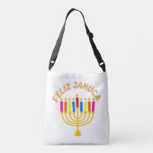 Januca, Feliz Januca, Menorah, Masada, Janucia Crossbody Tas (Achterkant)