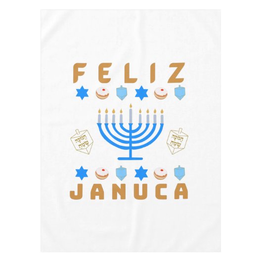 Januca, Feliz Januca, Menorah, Masada, Janucia Tafelkleed (Voorkant)