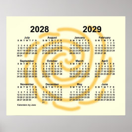 Janz 2028-2029 Zonnige Dagen Schooljaar Kalender Poster