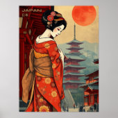 Japan 日本 geisha pagode  retro poster (Voorkant)
