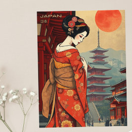 Japan 日本 geisha pagode vakantie retro Briefkaart