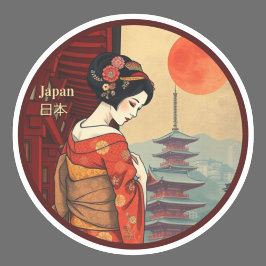 Japan 日本 maiko geisha pagoda retro sticker