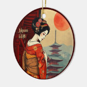 Japan 日本 maiko geisha pagoda zon keramisch ornament (Links)