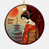 Japan 日本 maiko geisha pagoda zon keramisch ornament (Achterkant)