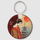 Japan 日本 maiko geisha pagoda zon sleutelhanger (Voorkant)