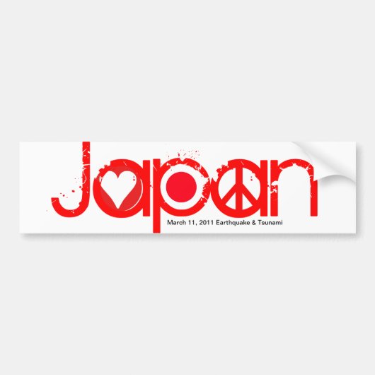 Japan Aardbeving Bumpersticker Love Peace Hope (Voorkant)