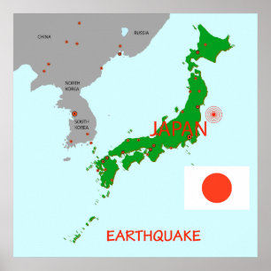 Japan Aardbevingenkaart Seismische Activiteit Poster