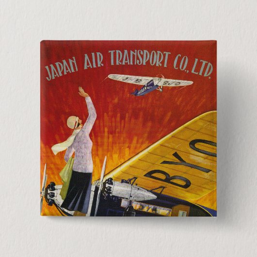 Japan Air Transport Vierkante Button 5,1 Cm (Voorkant)