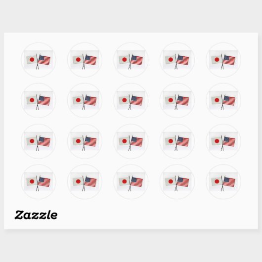 JAPAN AMERICAN FLAG RONDE STICKER (Vel)