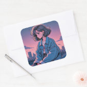 Japan Anime 90's Vierkante Sticker (Envelop)