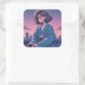 Japan Anime 90's Vierkante Sticker (Tas)