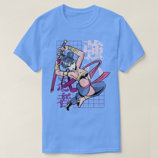 Japan Anime Girl Samurai Warrior Fighter T-shirt (Design voorkant)