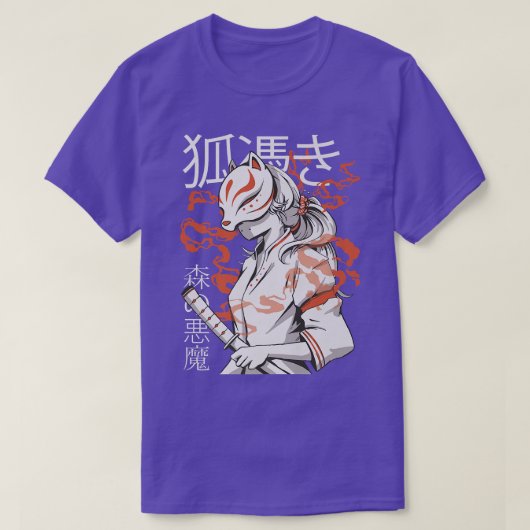 Japan Anime Mask Kitsune, Forest Devil Style Samur T-shirt (Design voorkant)