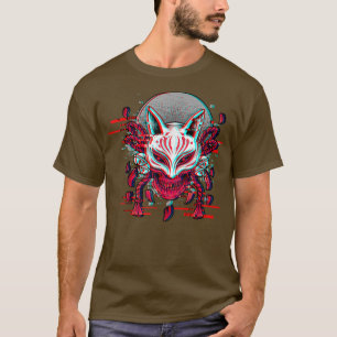 Japan Anime Mask Kitsune Samurai Demon Oni Yandere T-shirt