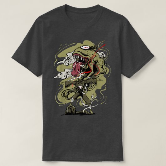 Japan Anime Oni Mask Kitsune Samurai Demon Yandere T-shirt (Design voorkant)