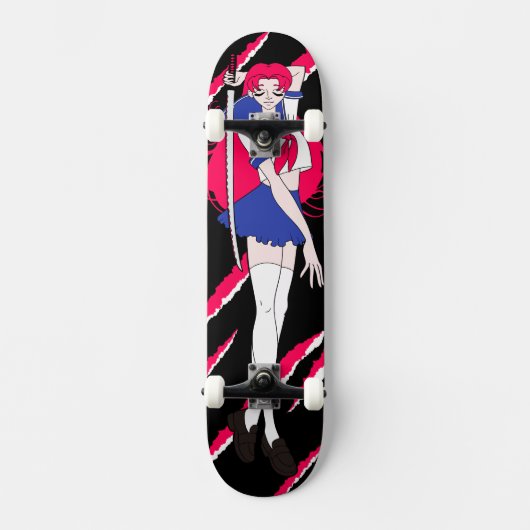 Japan Anime Pink Schoolgirl Scratched Persoonlijk Skateboard (Voorkant)