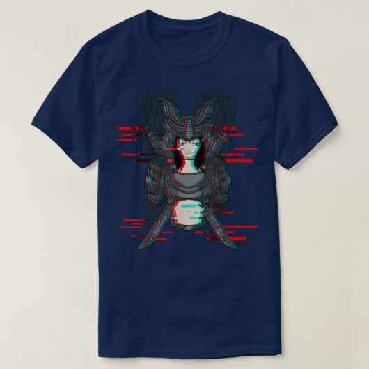 Japan Anime Robotic Technology Samurai Glitch Oni  T-shirt (Design voorkant)