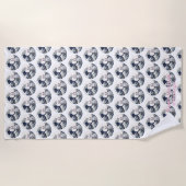 Japan Art Cat Wave Embroidered Design - Custom Strandlaken (Voorkant)