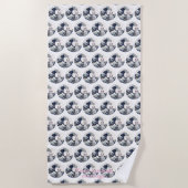 Japan Art Cat Wave Embroidered Design - Custom Strandlaken (Voorkant)