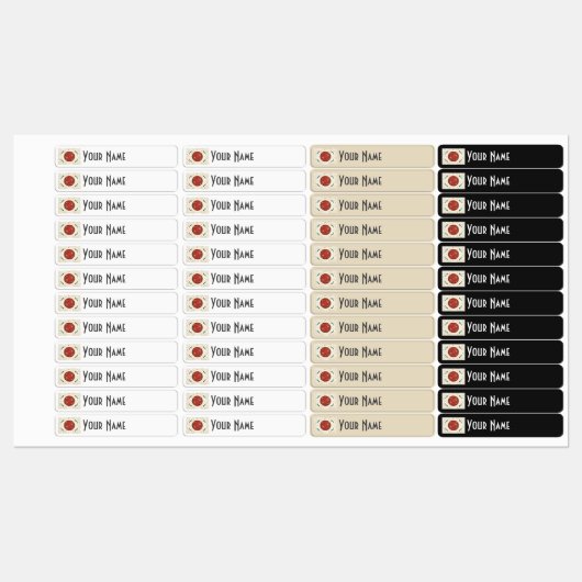 Japan Art Deco Flag | Custom Iron-On Name Label (Vel)