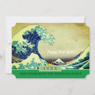 Japan Art en Happy Nieuwjaar! Kaart/Kanagawa Wave Feestdagenkaart