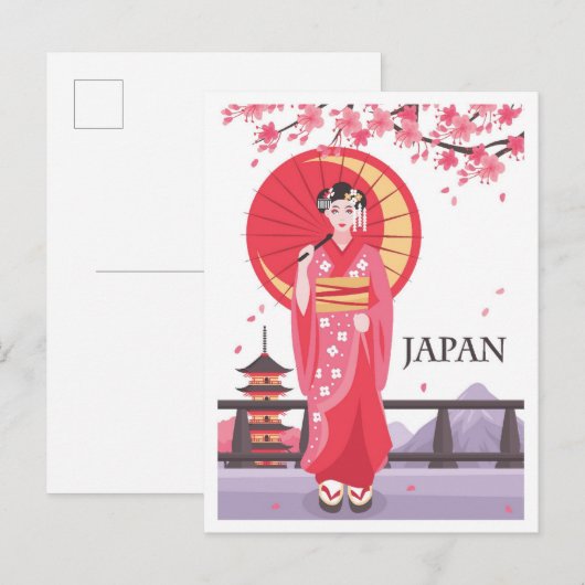 Japan Art Vintage Travel Illustratie Briefkaart (Voorkant / Achterkant)