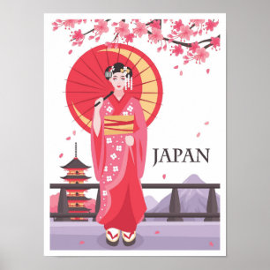 Japan Art Vintage Travel Illustratie Poster