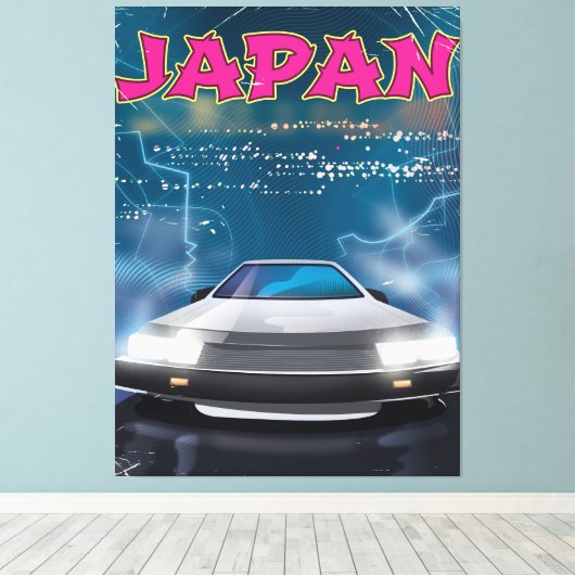 Japan auto reisposter canvas afdruk (Insitu (Houten vloer))
