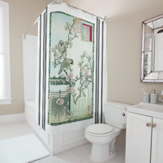 Japan Bairei Jay Birds Plum Blossom Showgordijn Douchegordijn (In situ)