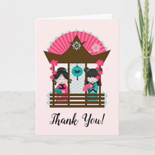 Japan Bedankt Kimono Girls Fan Card