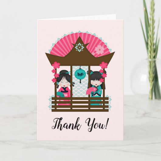 Japan Bedankt Kimono Girls Fan Kaart (Voorkant)