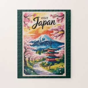 Japan Berg Fuji Illustratie Reizen Kunst Vintage Legpuzzel