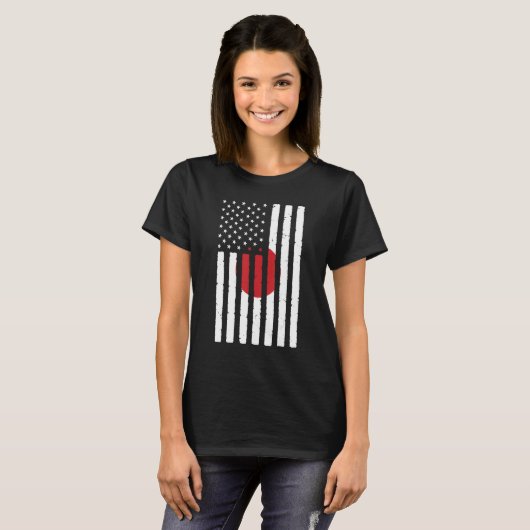 Japan beweegt de Amerikaanse vlag voor een half Ja T-shirt (Voorkant volledig)