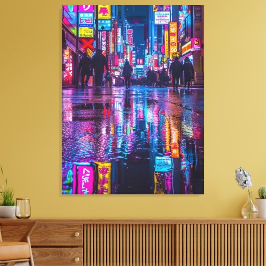 Japan bij nacht canvas afdruk (Insitu (Woonkamer))