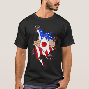 Japan bloed in Amerikaanse Japanse vlag Pride D T-shirt