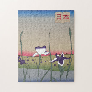 Japan bloemen in vintage stijl legpuzzel