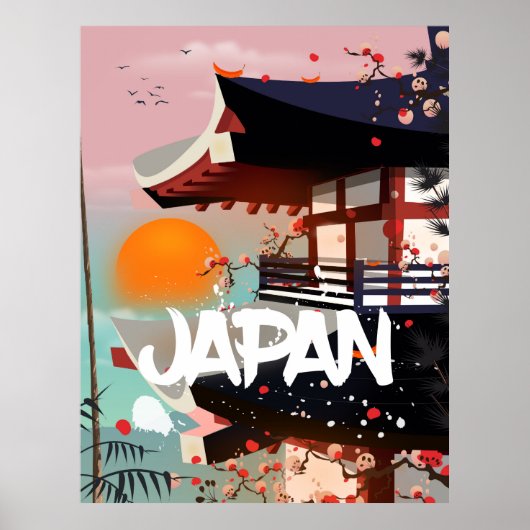 Japan Building setting sun poster (Voorkant)