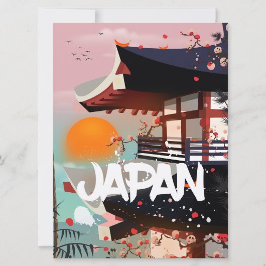 Japan Building setting sun poster Kaart (Voorkant)