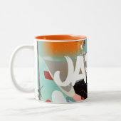 Japan Building setting sun poster Tweekleurige Koffiemok (Links)