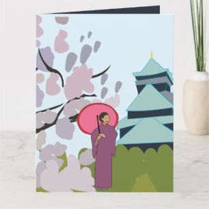 Japan Cherry Blossom Geisha Kimono Kaart
