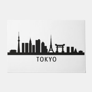 Japan Cityscape Travel | Tokyo Skyline Silhouette Deurmat