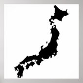 Japan Country Map Outline Black Silhouette Japan Poster (Voorkant)