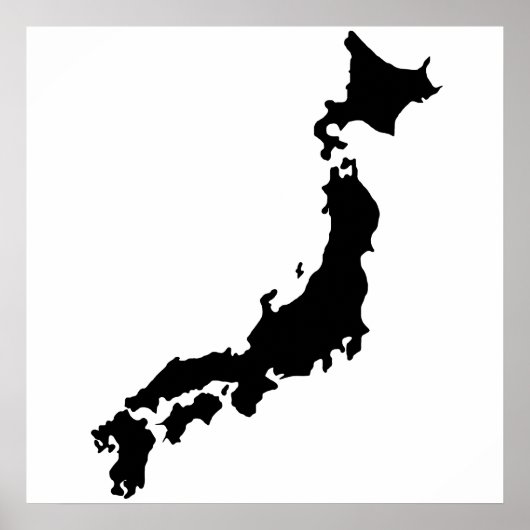 Japan Country Map Outline Black Silhouette Japan Poster (Voorkant)