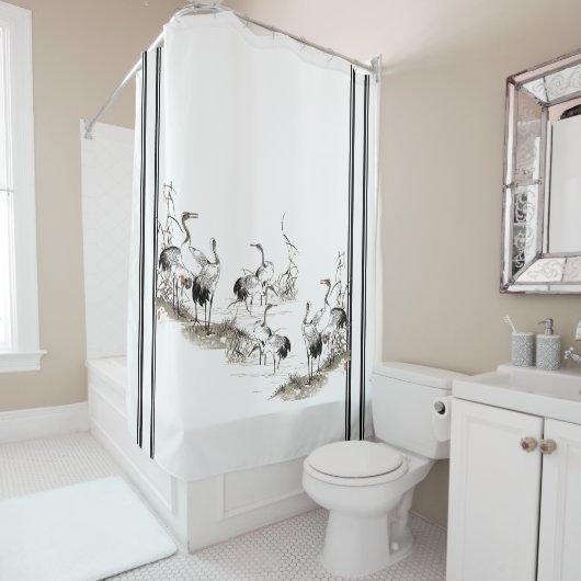 Japan Crane Birds Animal Wetlands Shower Curtain Douchegordijn (In situ)
