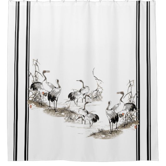 Japan Crane Birds Animal Wetlands Shower Curtain Douchegordijn (Voorkant)