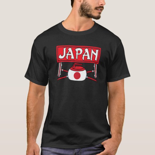 Japan Curling Broom Ice Sports Japans Japan Flag T-shirt (Voorkant)