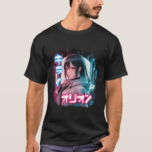 Japan cyberpunk anime meisje karakter t-shirt (Voorkant)